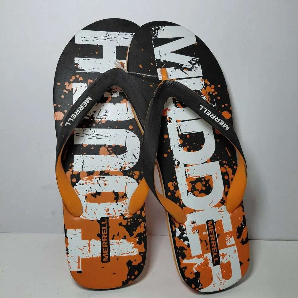 NEW TOUGH MUDDER×Merrell CHALLENGE Sandals Black Flip Flops Summer Men's Sz 9
